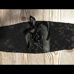 Black Lace with ribbon corset belt